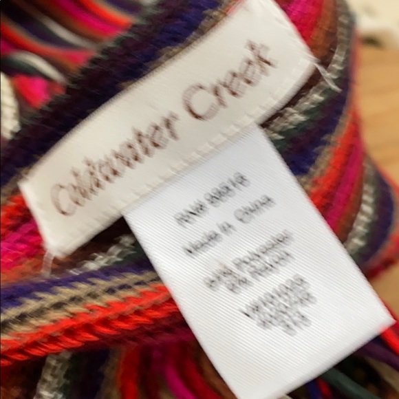 Coldwater Creek rayon blend multi color striped fringe scarf - Picture 3 of 5
